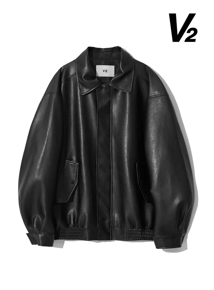 465-3 VEGAN LEATHER OVERFIT JACKET_BLACK