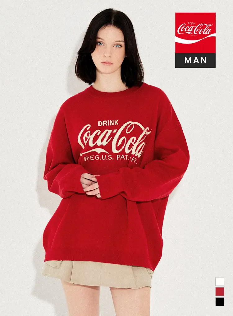 [빅사이즈]Coca-Cola Basic Knit Sweater 레드