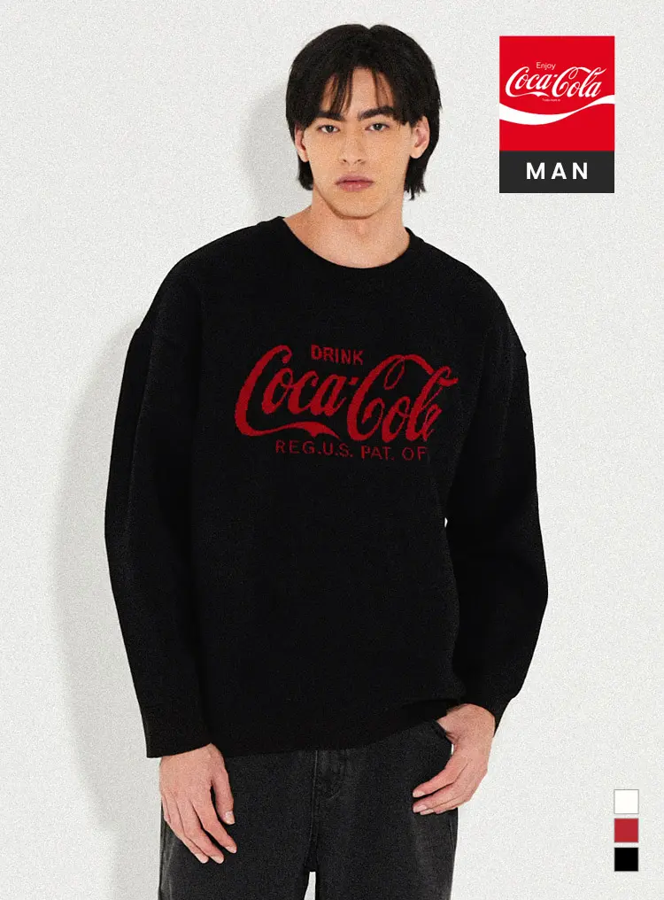 [빅사이즈]Coca-Cola Basic Knit Sweater 블랙