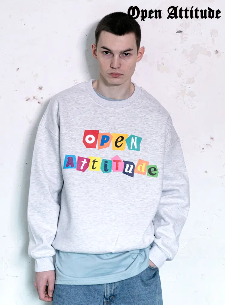 MULTI COLOR SWEAT SHIRTS-LIGHT GRAY(멀티컬러 스웨트셔츠-라이트그레이)