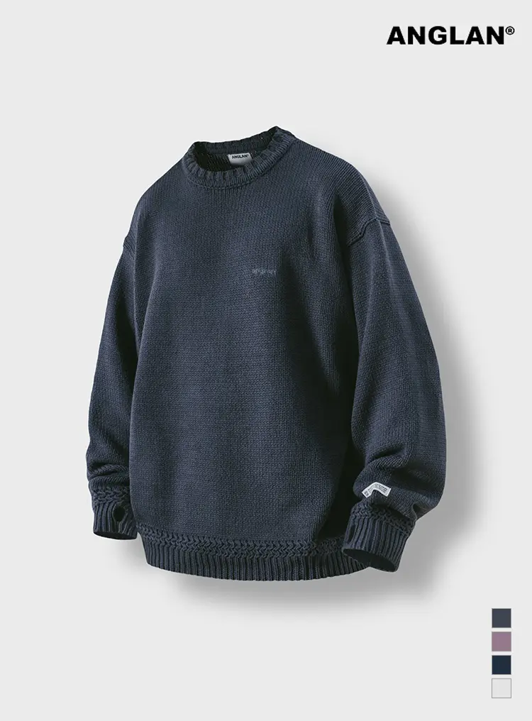 Round Heavy Sweater - Blue Grey