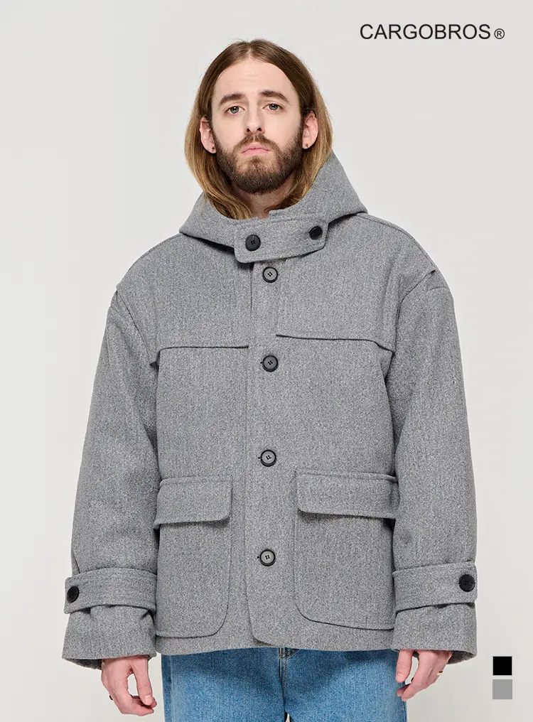 CB SEMI OVER HOOD SHORT COAT (GRAY)