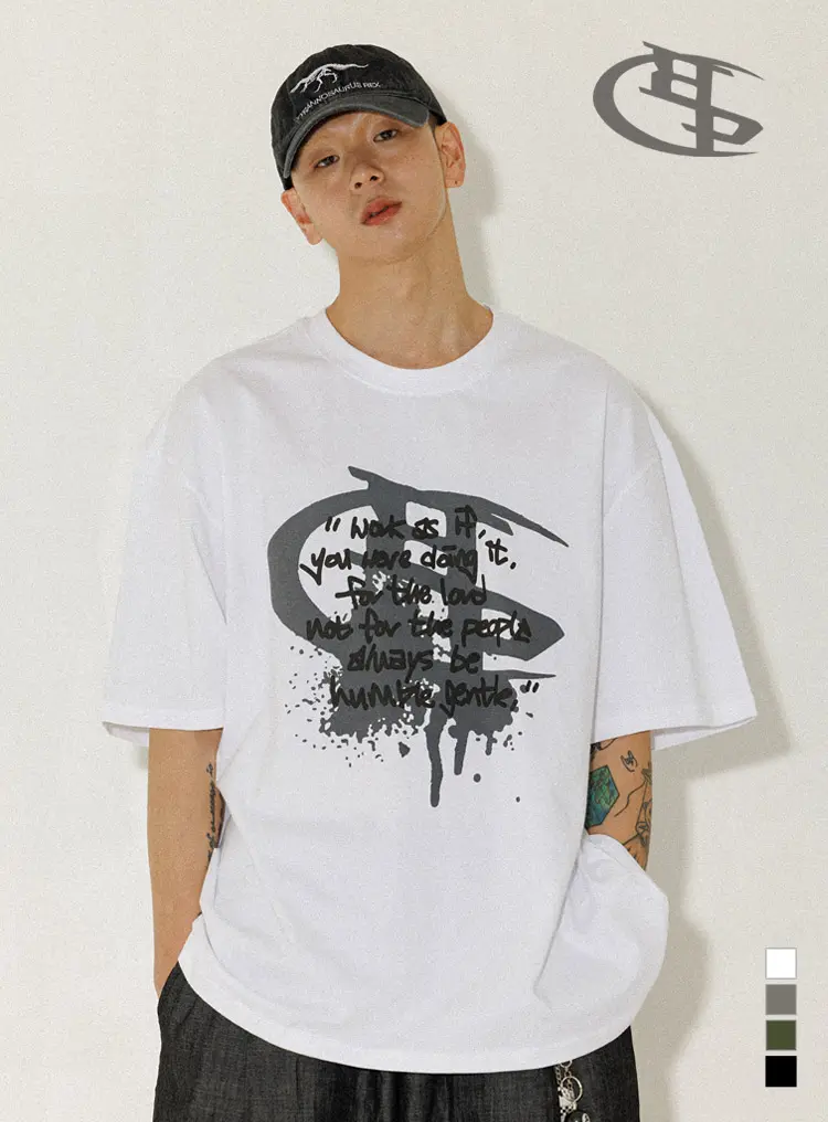 BURNING CAPONE - BC Holy Logo Paint T-shirt 화이트 상품페이지 연결