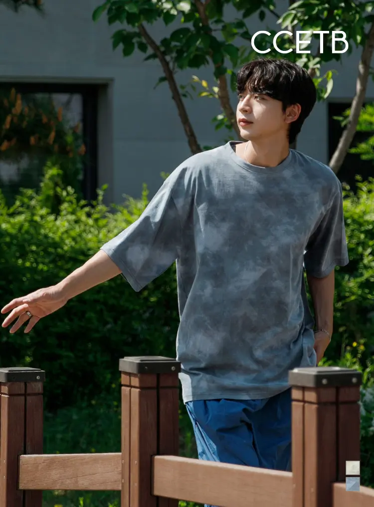 타이다이 피그먼트 오버핏 반팔티 네이비