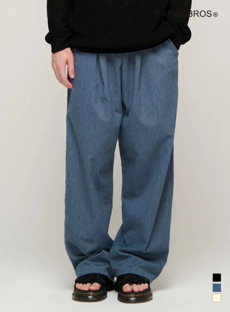 CB LINEN BANDING UNISEX WIDE PANTS (BLUE)