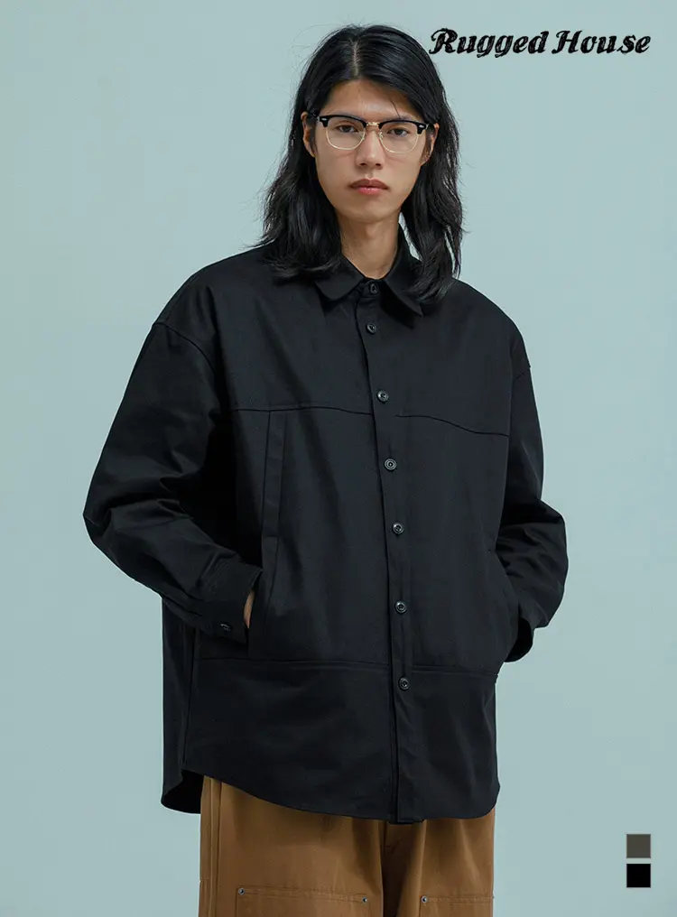 FRONT LINE DIAGONAL POCKET SHIRTS JACKET 블랙