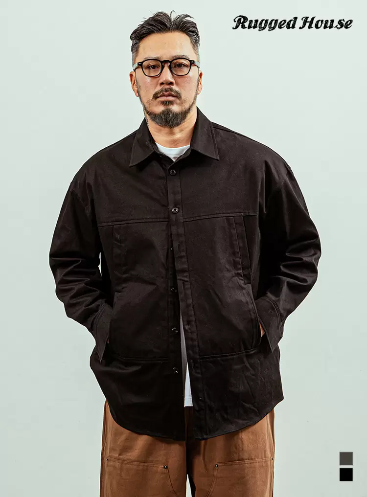 FRONT LINE DIAGONAL POCKET SHIRTS JACKET 블랙