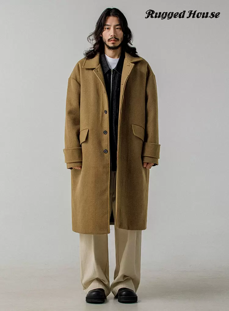 트윌 싱글 맥 코트 카멜