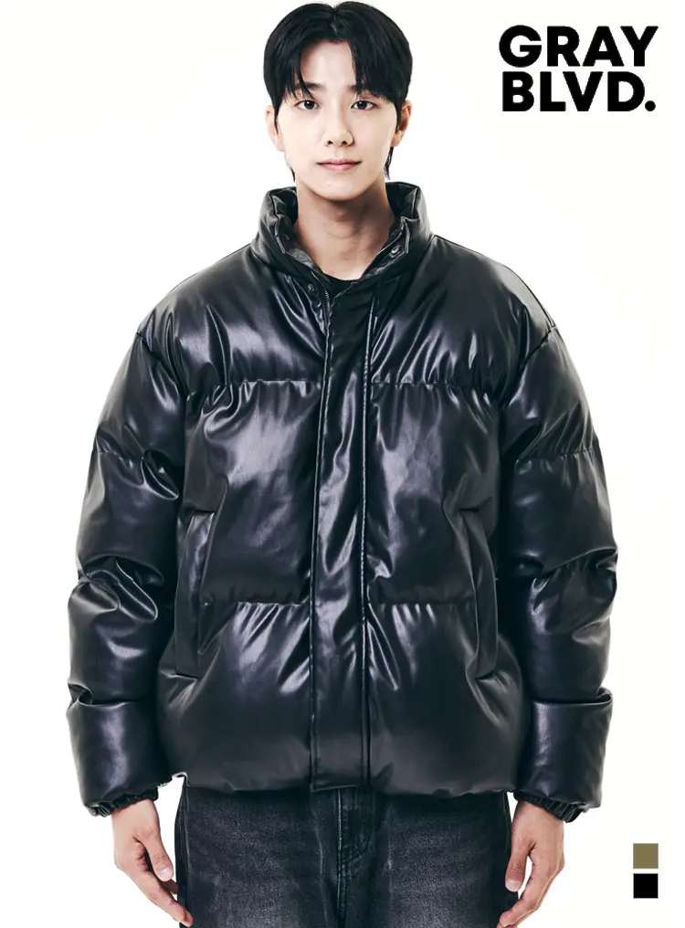 케이피피 레더 숏패딩 블랙