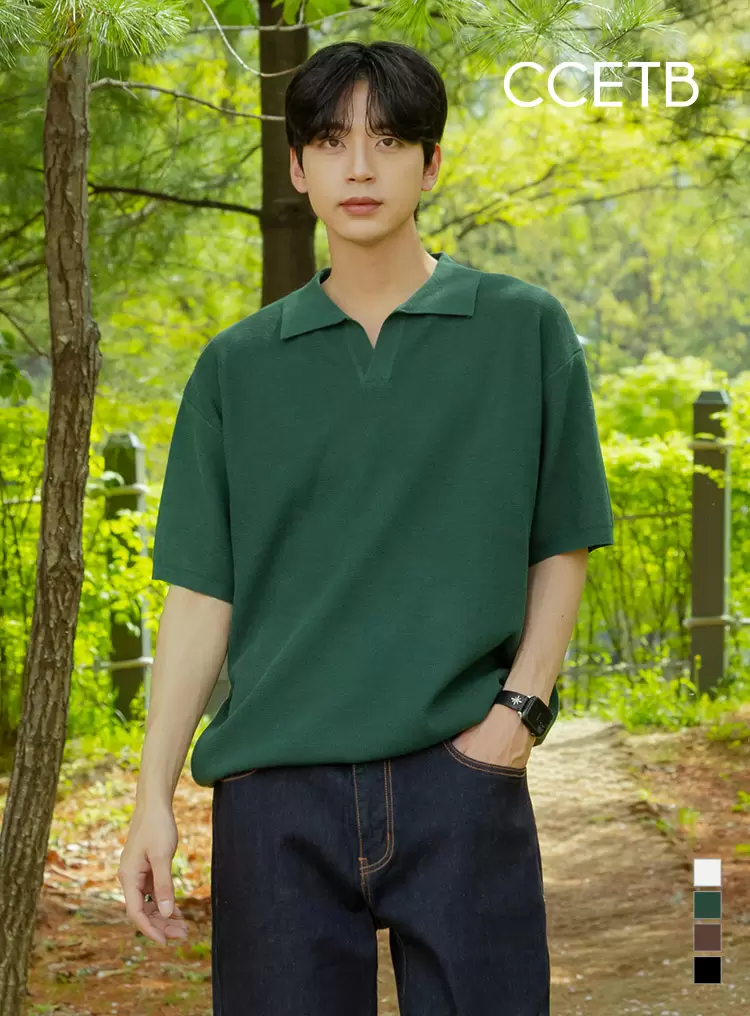 리뉴얼 오픈카라 하프니트 그린