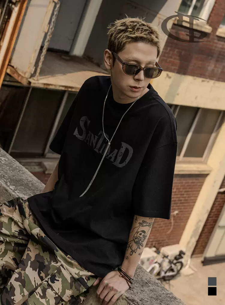 BC 빈티지 크랙 반팔 티셔츠 (BLACK)