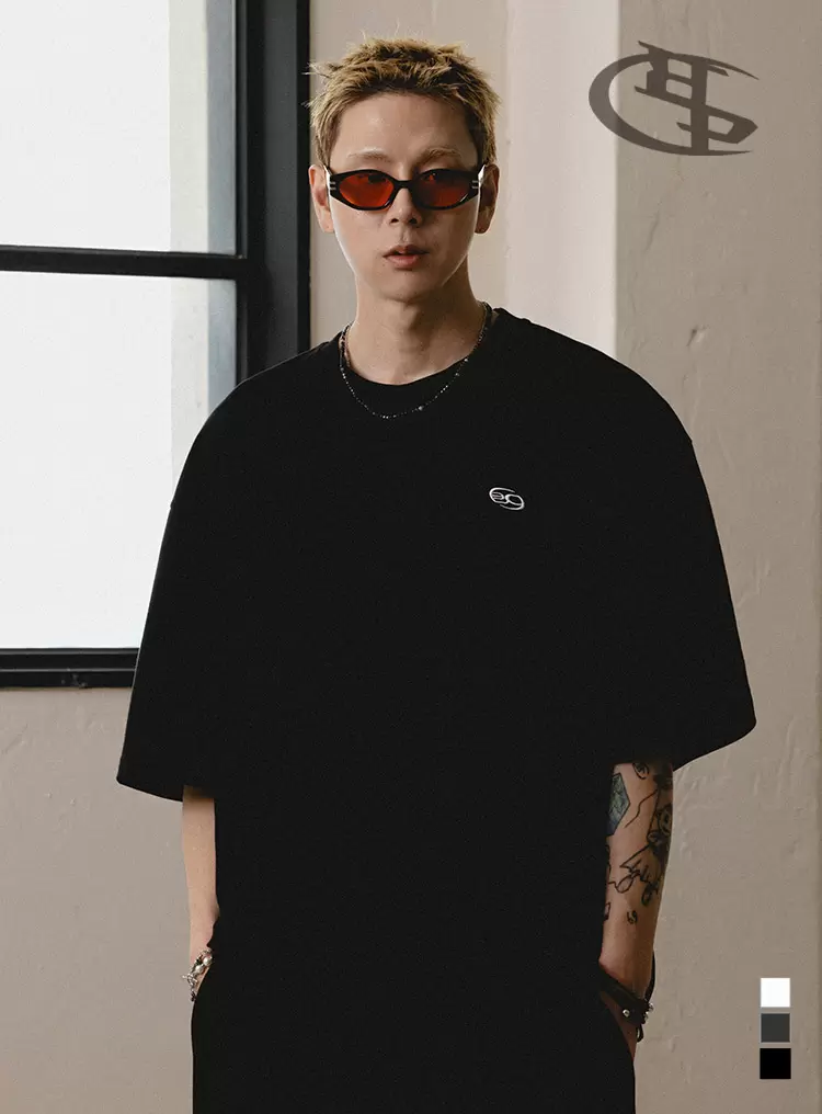 BC 로고 자수 반팔 티셔츠 (BLACK)