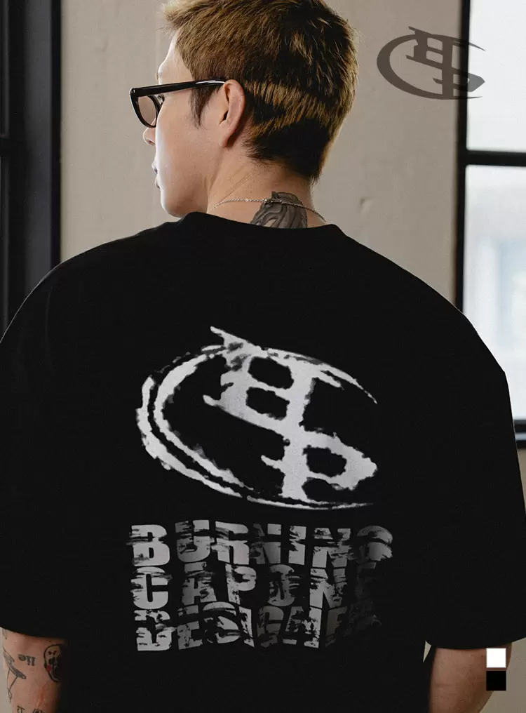 BC 워터 브러시 반팔 티셔츠 (BLACK)