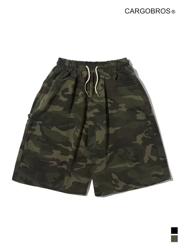CAMO PATTERN BIO BERMUDA PANTS (BLACK)