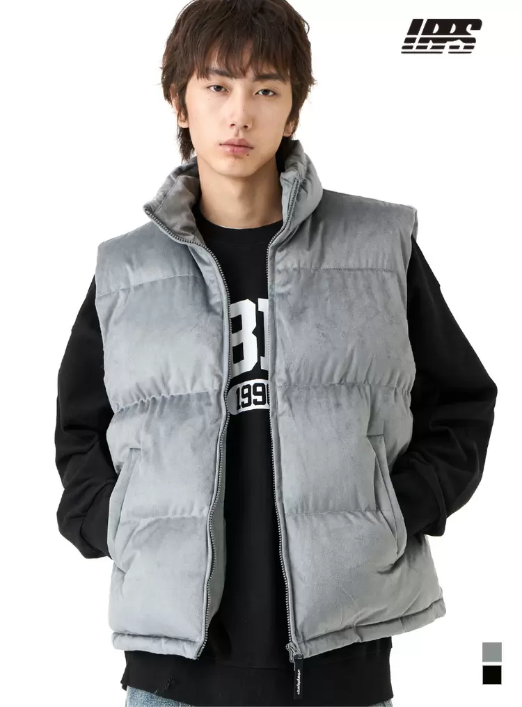 노블 벨벳 패딩 베스트 그레이