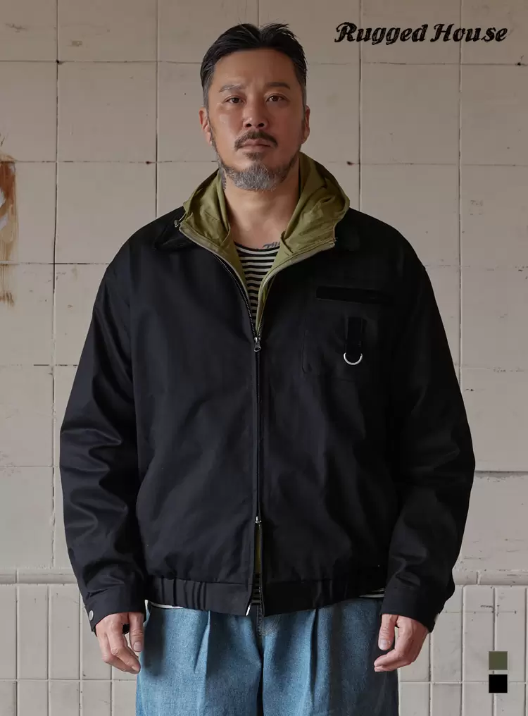 코듀로이 배색 코튼 자켓 블랙