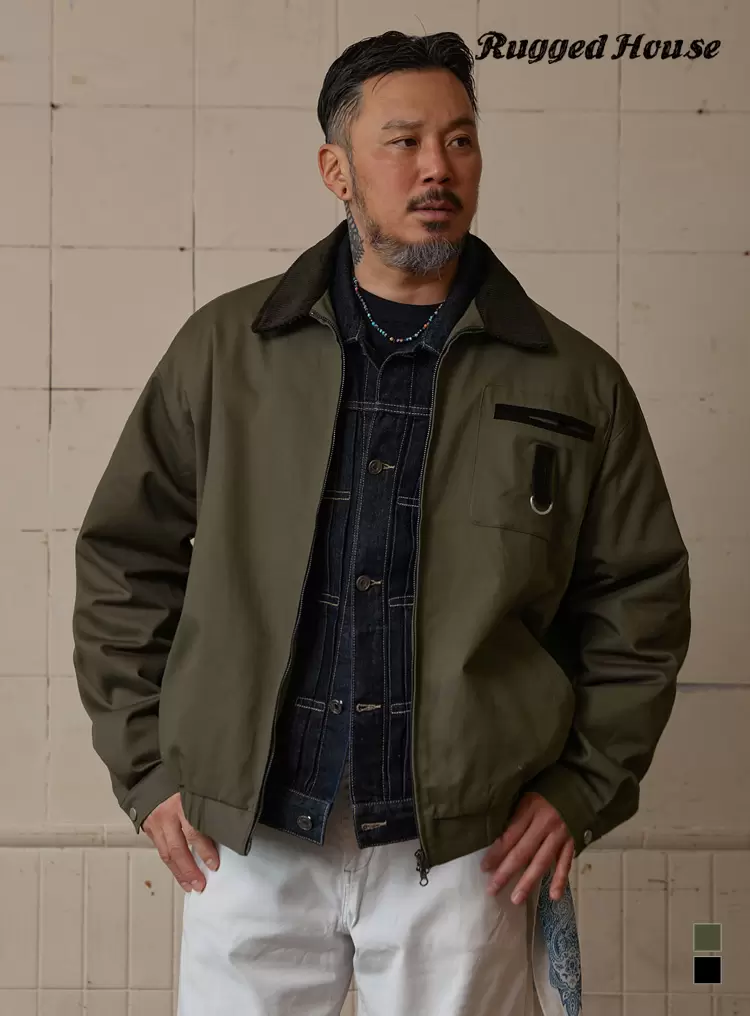 코듀로이 배색 코튼 자켓 카키