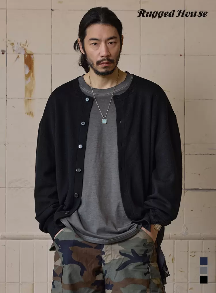 소프트 울 블렌드 라운드 가디건 블랙