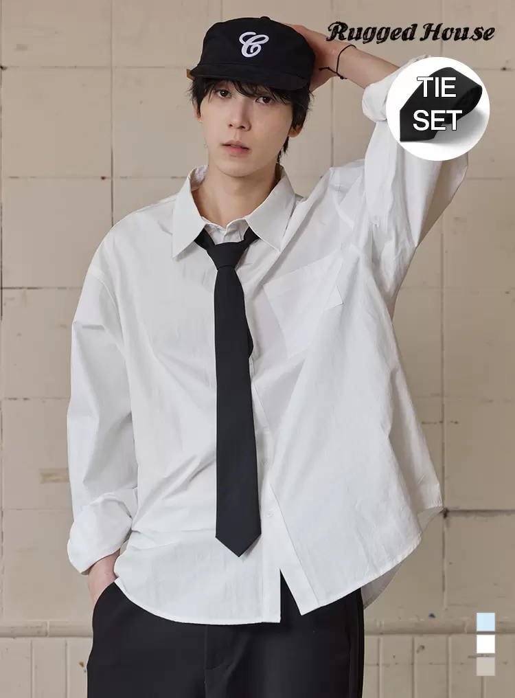 [넥타이 SET] 40수 고밀도 코튼 셔츠 화이트