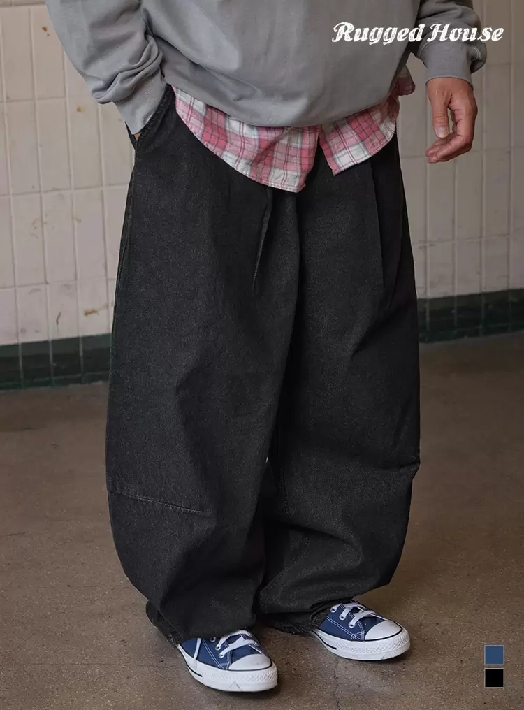 웨인 다트 밴딩 데님 팬츠 블랙