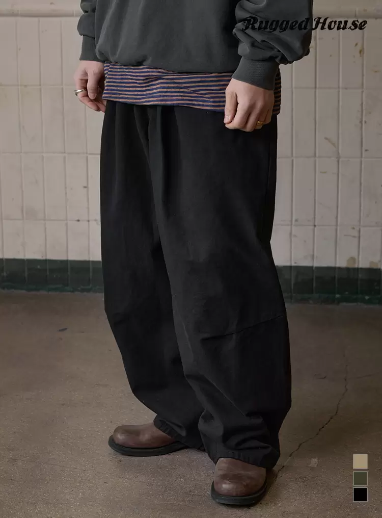 데이니 밴딩 코튼 팬츠 블랙