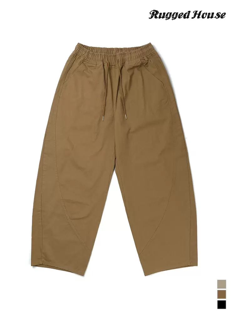 커브드 와이드 밴딩 팬츠 카멜