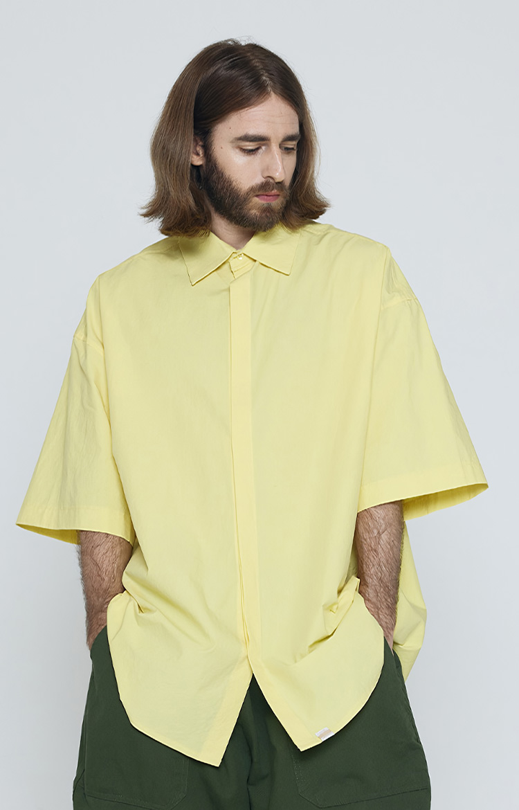 CB BIO OVER SHORT SLEEVE SHIRT YELLOW 모델컷