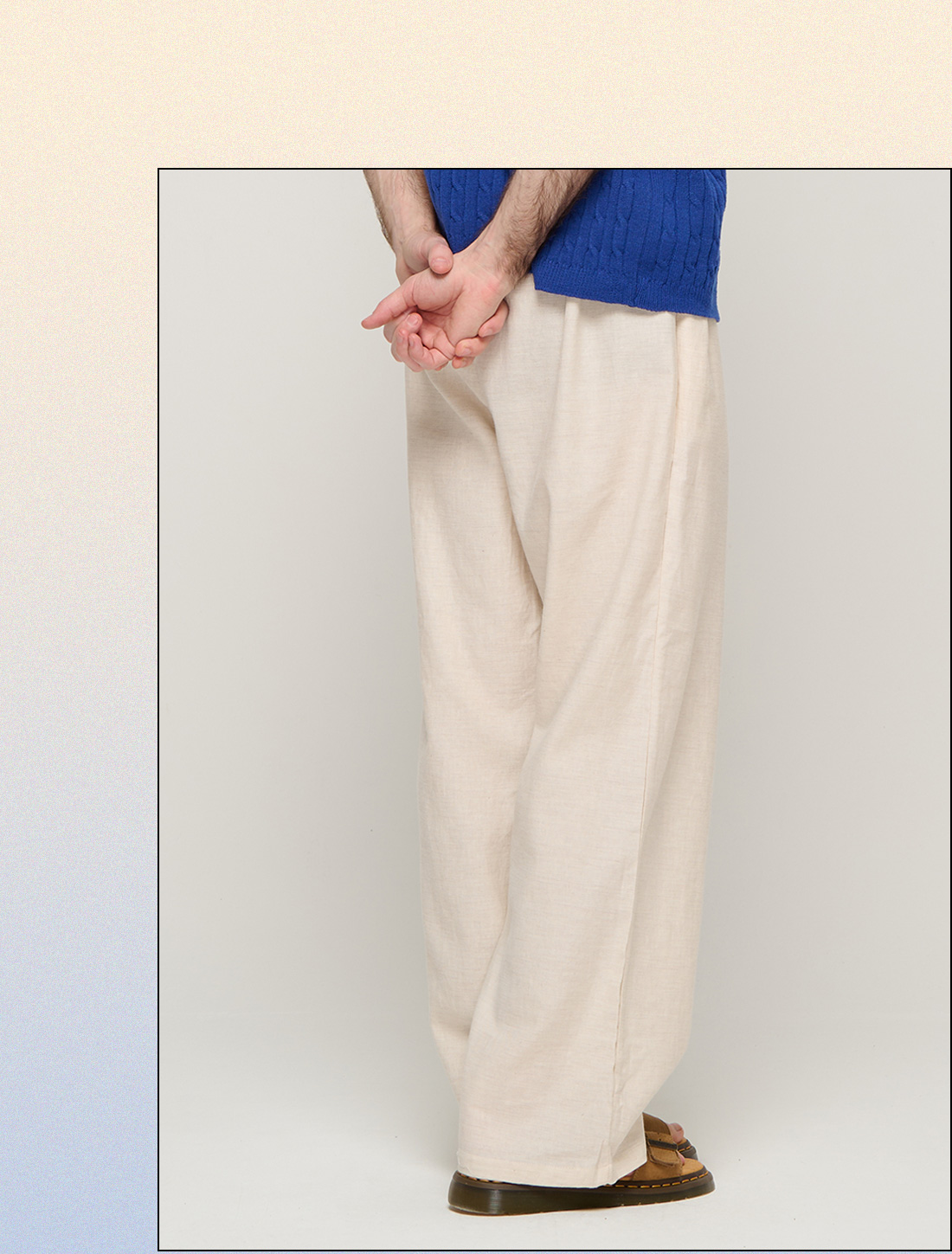 CB LINEN BANDING UNISEX WIDE PANTS (IVORY)