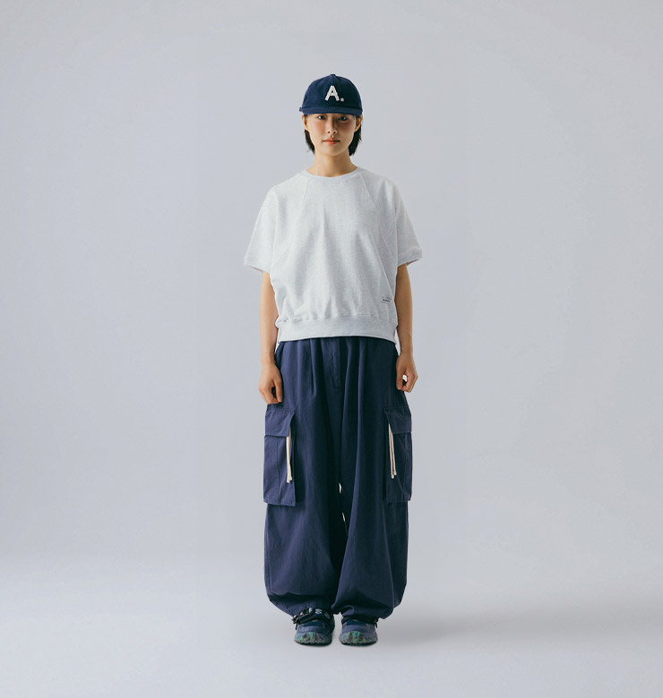 [AG.W] Strap Cargo Balloon Pants - Navy