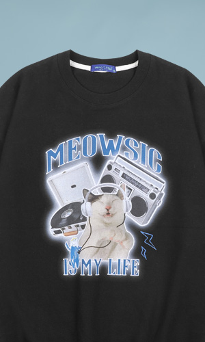 헨릭207061X잘사는집사 : Meowsic 맨투맨 블랙