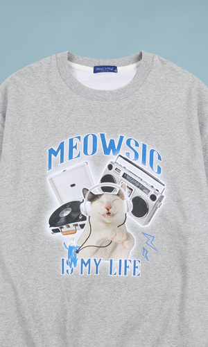 헨릭207061X잘사는집사 : Meowsic 맨투맨 멜란지그레이