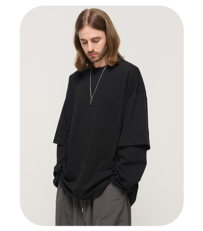 DESIGN YOUTH LAYERED OVERSIZED T-SHIRT (BLACK)