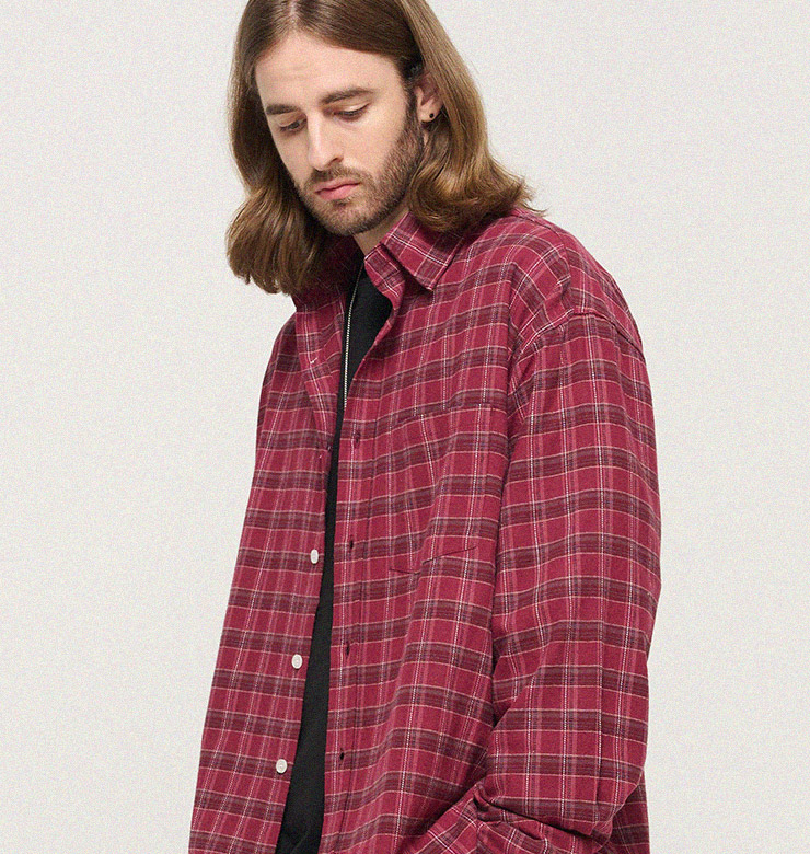 DAILY SOFT Y2K CHECK SHIRT (RED)