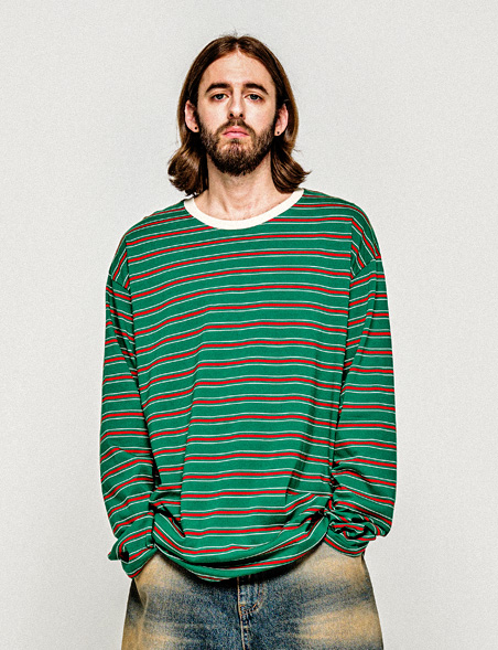 CITY OVER STRIPE T-SHIRT GREEN