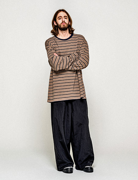 CITY OVER STRIPE T-SHIRT BROWN