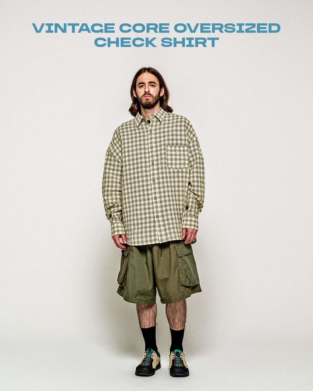 VINTAGE CORE OVERSIZED CHECK SHIRT MUSTARD