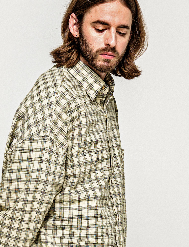 VINTAGE CORE OVERSIZED CHECK SHIRT MUSTARD