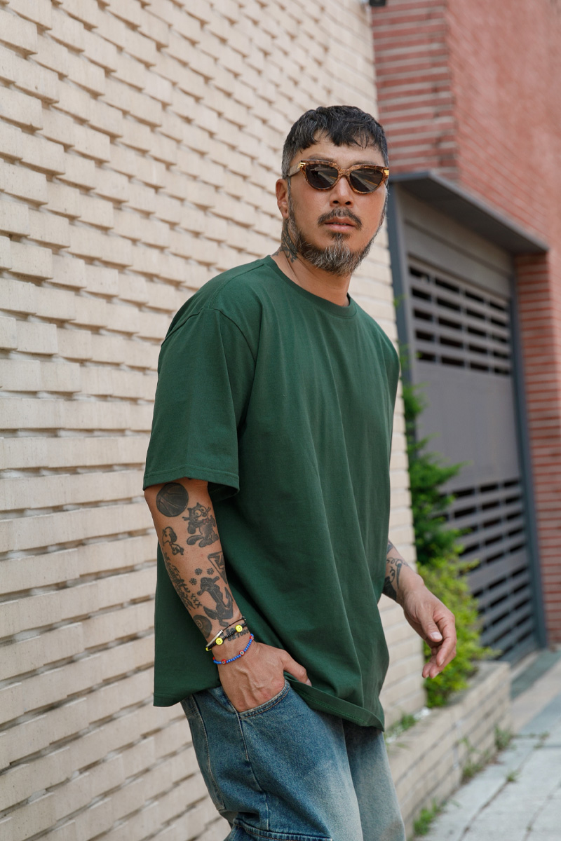 [1+1+1]DOUBLE COTTON CREWNECK HALF T-SHIRTS