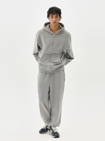 Basic Sweat Over Hooded Zip-Up