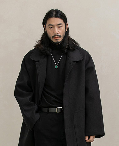 Single Bold Balmacan Half Coat Black