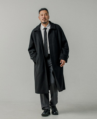 Balkan Oversized-fit Single Wool Coat Black