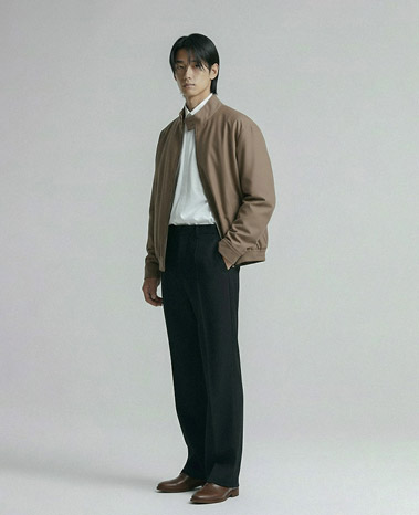 COTTON HARRINGTON PADDING JACKET DEEP BEIGE