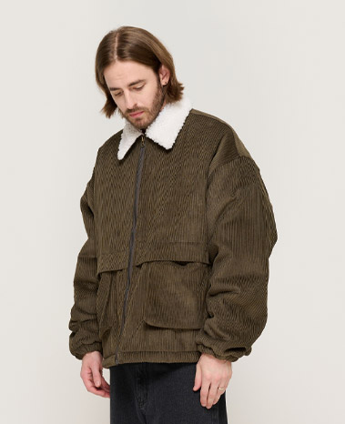 CORDUROY TRACKER WOOL WOLK JUMPER (KHAKI)
