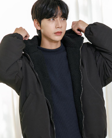 Hood Detachable Fleece Two-way Jumper Black