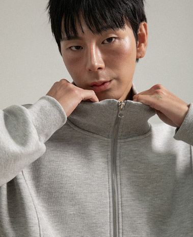 BC Logo Embroidery Fleece Half-Neck Zip-Up (GRAY)