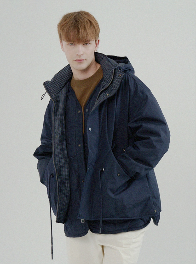 후디드 헤비 다운 점퍼