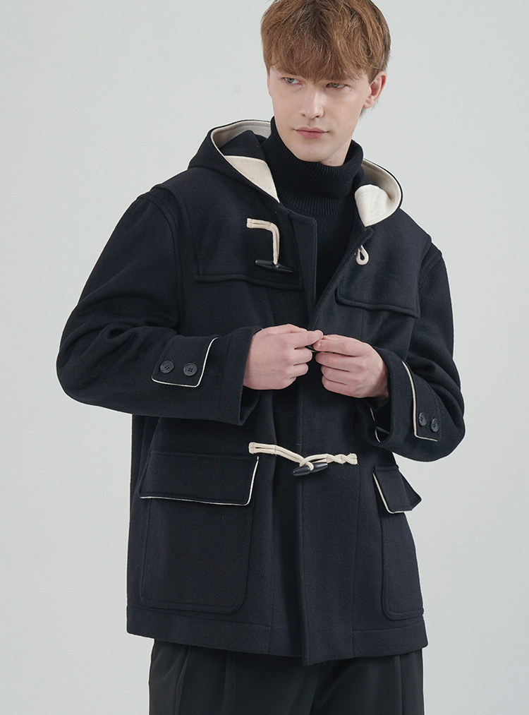 울 블렌드 더플 숏코트_블랙