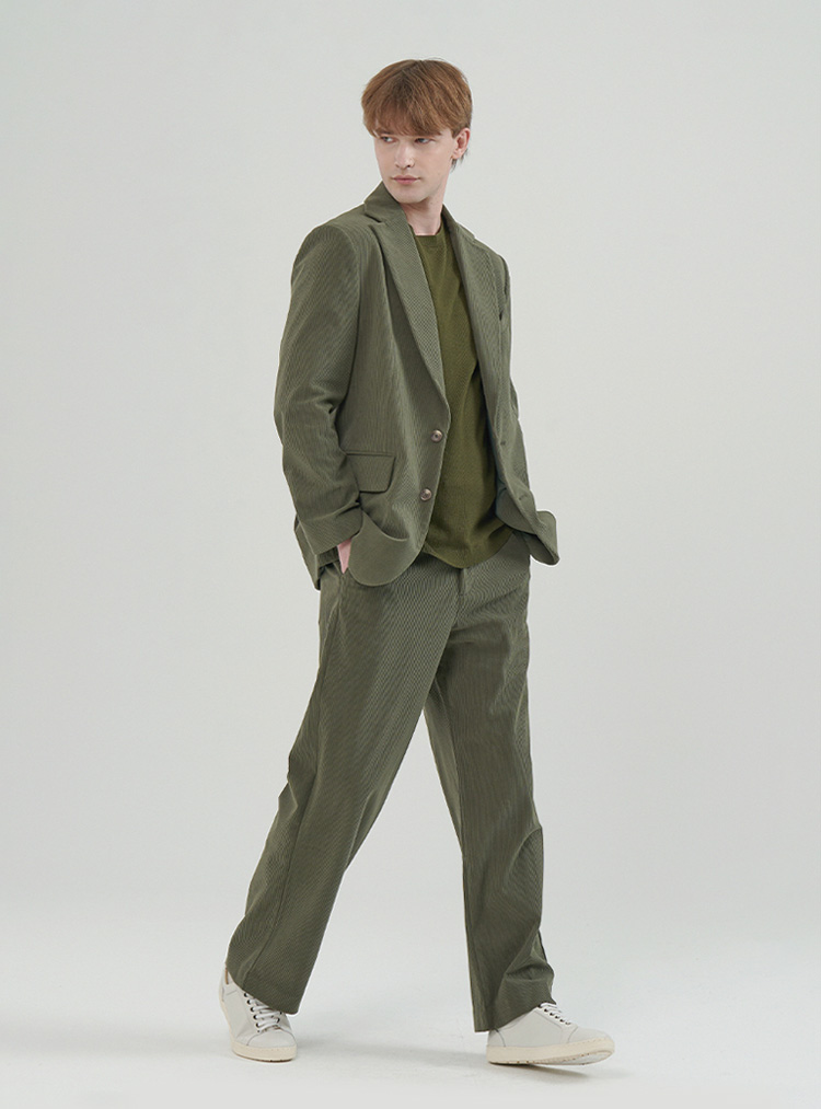 코듀로이 오버핏 블레이저_그린