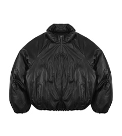 도젠 인조가죽 크롭패딩