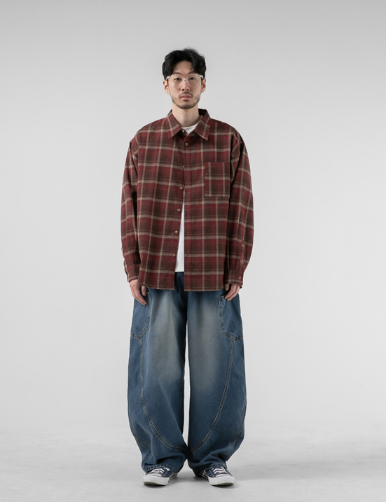 1094 사이드포켓 절개 벌룬 데님팬츠 중청